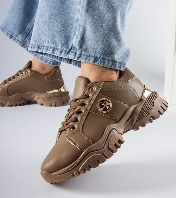 Brązowe sneakersy na masywnej podeszwie Arpaia