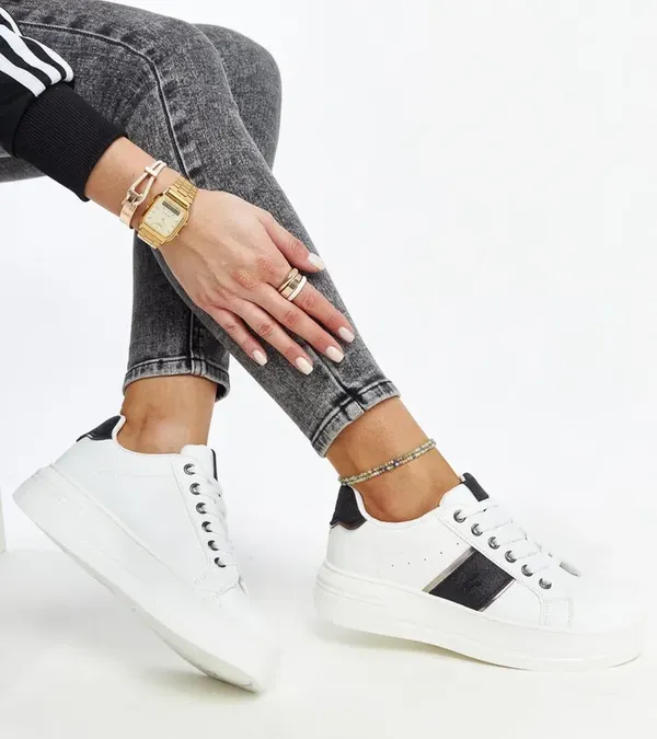 Biało-czarne sneakersy na grubszej podeszwie Finestra