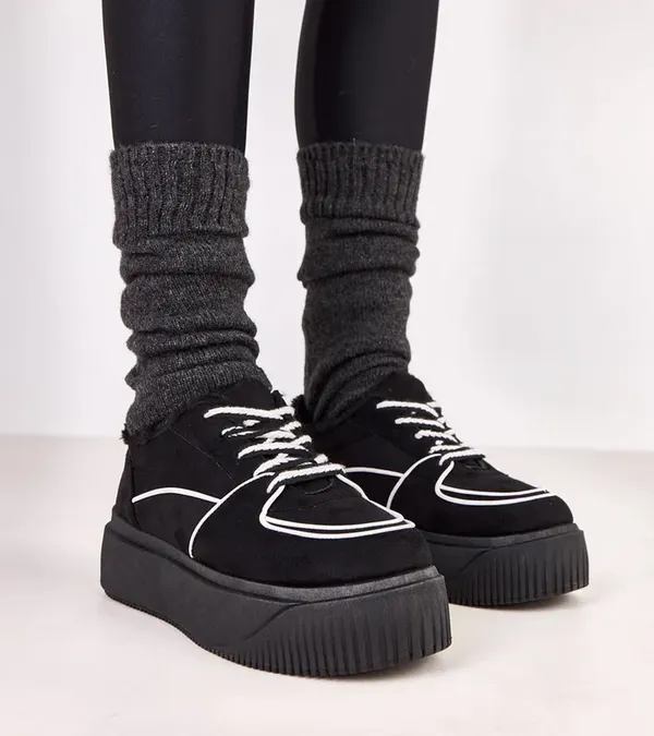 Czarne sneakersy ocieplane na platformie Vargas