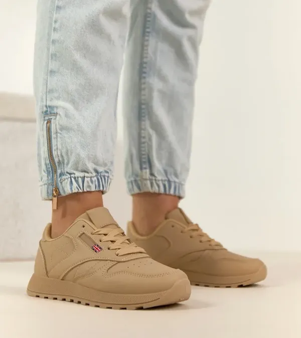 Beżowe sneakersy casualowe na platformie Élise