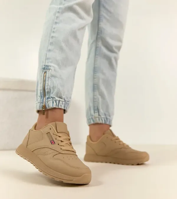 Beżowe sneakersy casualowe na platformie Élise