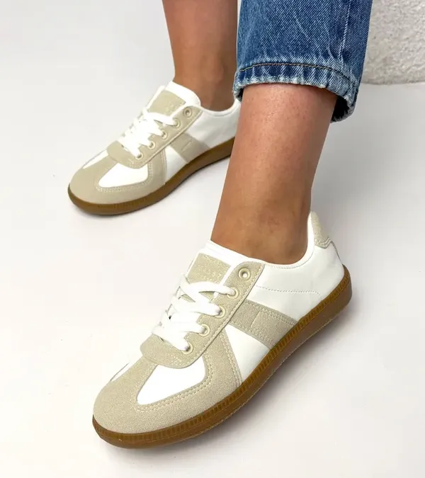 Biało-beżowe sneakersy na platformie Valentine