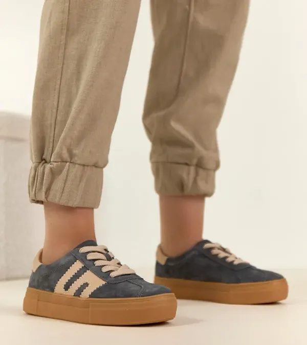 Szare Skórzane Sneakersy Na Platformie Filippo