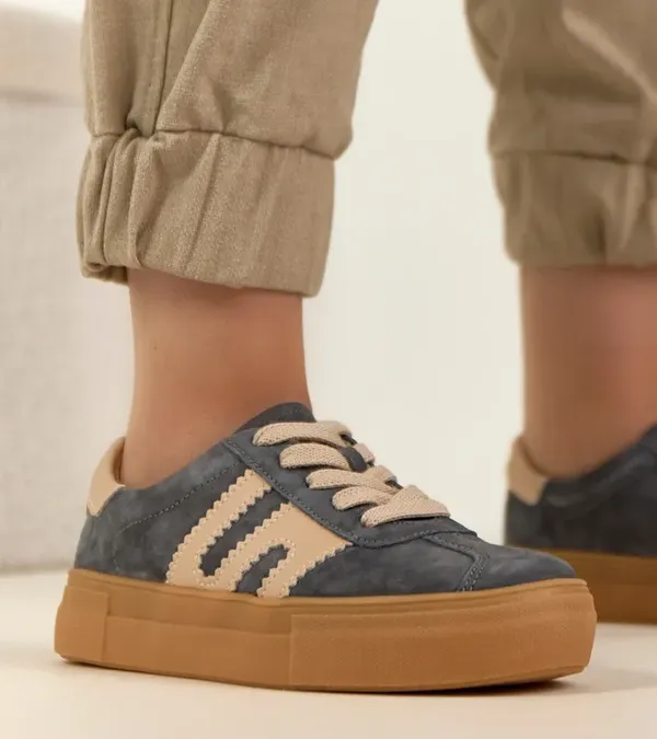 Szare Skórzane Sneakersy Na Platformie Filippo