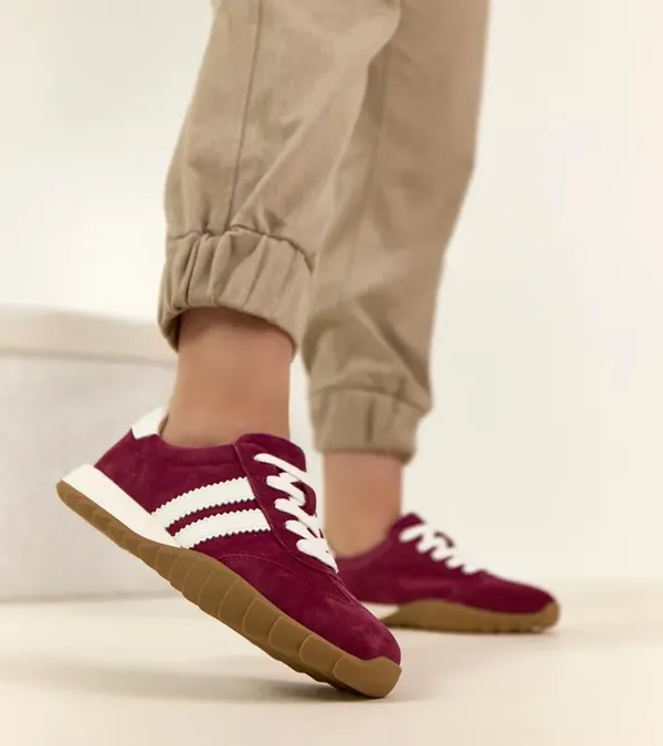 Bordowe Skórzane Sneakersy Filippo