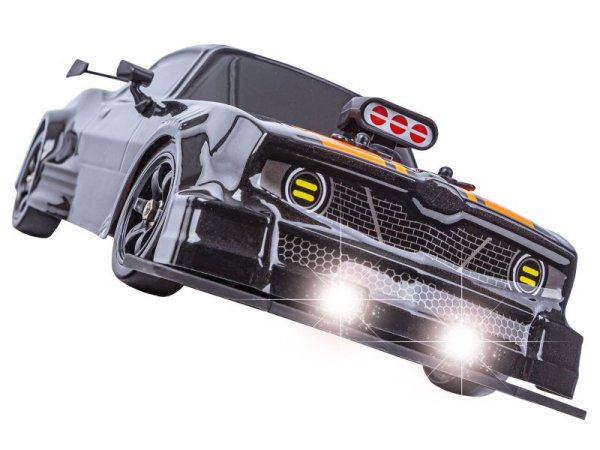 DUŻY Samochód Do Driftu Auto RC Drift 1:16 2,4 GHz PARA DYM Czarny Dodge 4WD LED