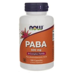 PABA (Kwas p-aminobenzoesowy) 500 mg, Now Foods, 100 kapsułek