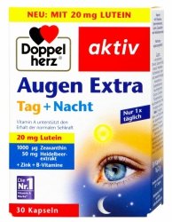 Augen Extra Tag + Nacht, Suplement Diety na Poprawę Wzroku, Doppelherz, 30 kapsułek