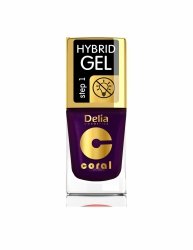 Delia Cosmetics Coral Hybrid Gel Emalia do paznokci nr 62 Perłowy Bakłażan  11ml