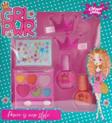 CHLAPU CHLAP Girl Power Zestaw dziecięcy z lakierami do paznokci, spinkami do włosów, paletką cieni i ozdobami