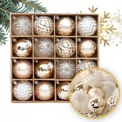 ECARLA Bombki na choinkę - złote (mix wzorów) 6cm BSN55 1 op. - 16 szt.