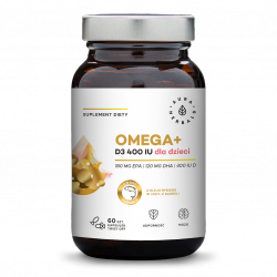 Omega+ Witamina D3 400 IU dla Dzieci, Aura Herbals, 60 kapsułek twist-off