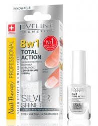 Eveline Nail Therapy Lakier odżywka do paznokci 8w1 Total Action Silver Shine