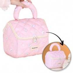 ECARLA Kosmetyczka rozkładana - elegancki kuferek z rączką pikowana Bunny KS131K