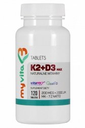 Витамин K2 MAX 200 мкг + D3 2000 МЕ, Myvita, 120 таблеток