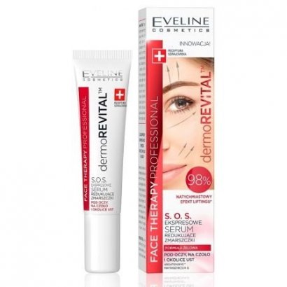 Eveline Face Therapy Professional Ekspresowe Serum S.O.S. redukujące zmarszczki pod oczy, na czoło i okolice ust 