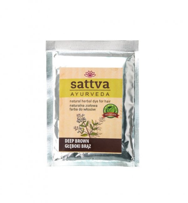 Henna Deep Brown, Natural Herbal Hair Dye, Sattva, 10g