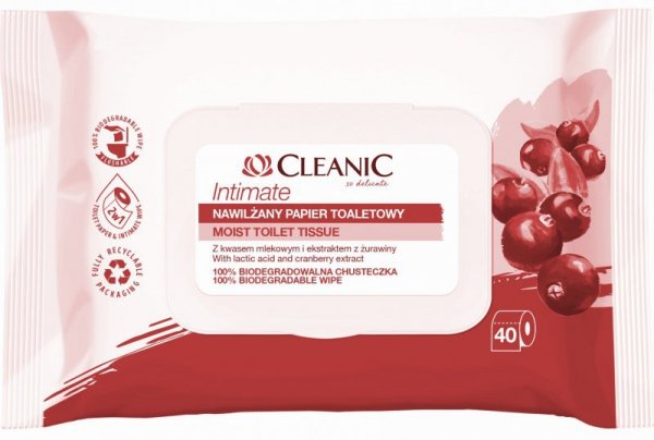 Cleanic Intimate Nawilżany Papier toaletowy  1op.-40szt