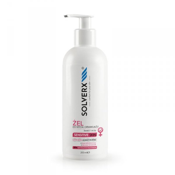 SOLVERX Sensitive Skin Żel do mycia i demakijażu twarzy i oczu do cery wrażliwej  200ml