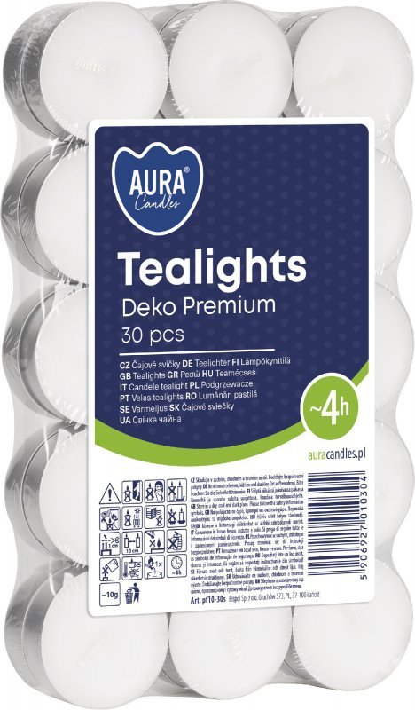 BISPOL Aura Candles Podgrzewacze Deko Premium 1 op.-30 sztuk