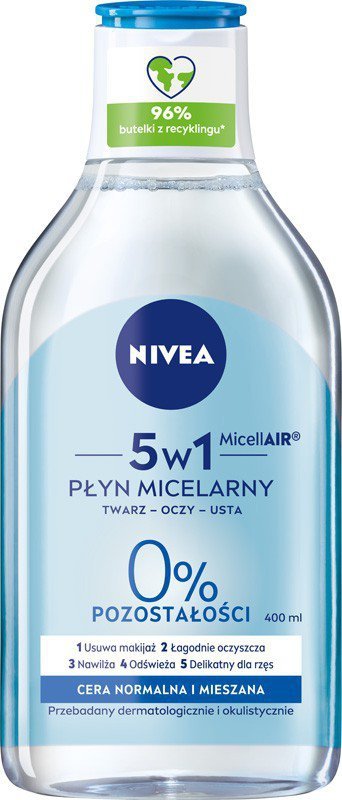 NIVEA MicellAIR Płyn micelarny do demakijażu 5w1 - cera normalna i mieszana 400 ml