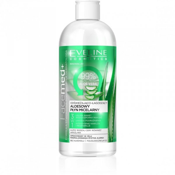 EVELINE Facemed+ Odświeżająco-łagodzący aloesowy płyn micelarny 3w1 400 ml