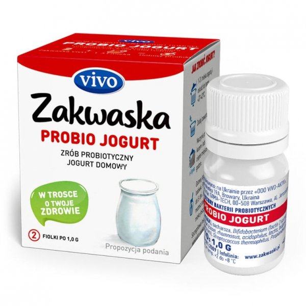 Żywe kultury bakterii do jogurtu PROBIO &quot;zakwaska&quot; bezglutenowe, VIVO, 2 fiolki