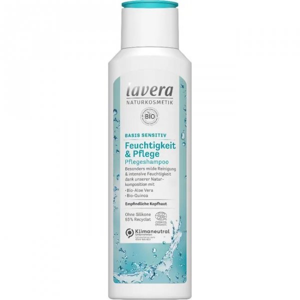 Łagodny szampon nawilżający z wyciągiem z bio-aloesu i komosy ryżowej, LAVERA Basis Sensitiv, 250ml