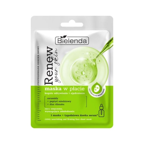 BIELENDA Renew Your Skin Maska w płacie - bogate odżywienie i ujędrnienie 17 g
