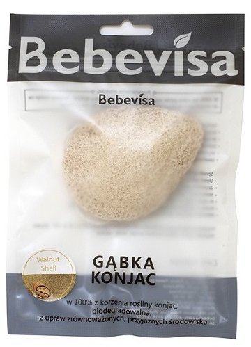 Konjac Facial Sponge, &quot;Water Drop&quot;, Pure + Walnut, Bebevisa