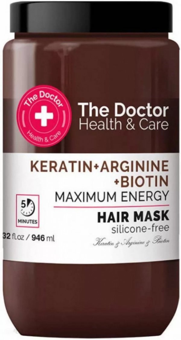 Maska do włosów wzmacniająca, keratyna, arginina i biotyna, The Doctor Healh and Care, 946ml