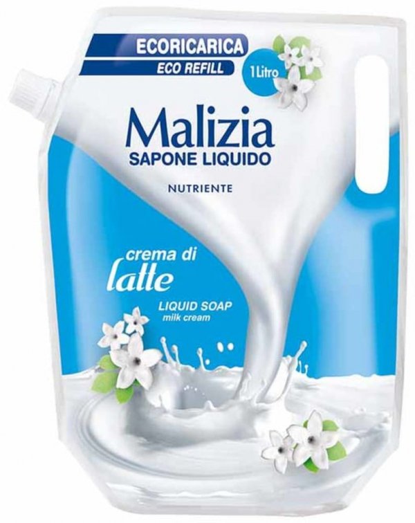 Mydło w płynie Proteiny Mleka CREMA DI LATTE, Malizia, Zapas, 1000ml