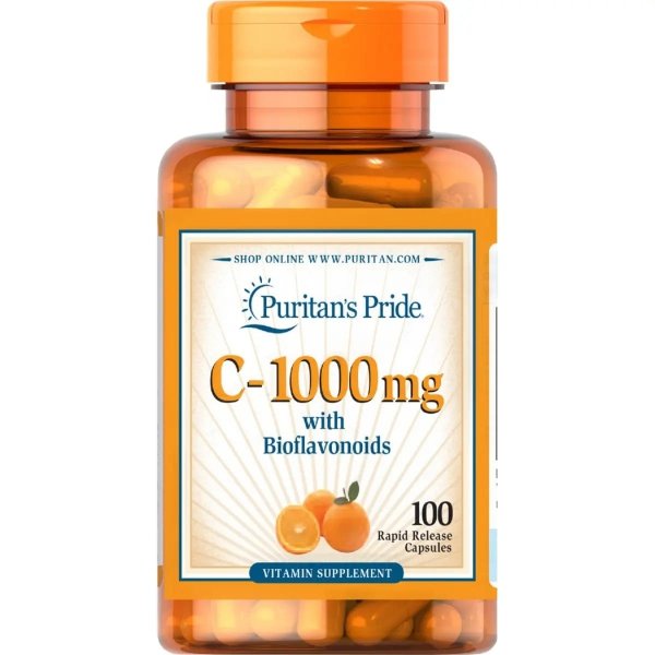 Witamina C - 1000 mg Powolne Uwalnianie, Puritan's Pride, 100 tabletek