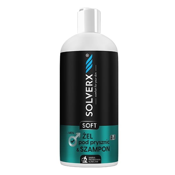 Żel pod prysznic i Szampon 2w1, SOLVERX MEN SOFT, 400ml