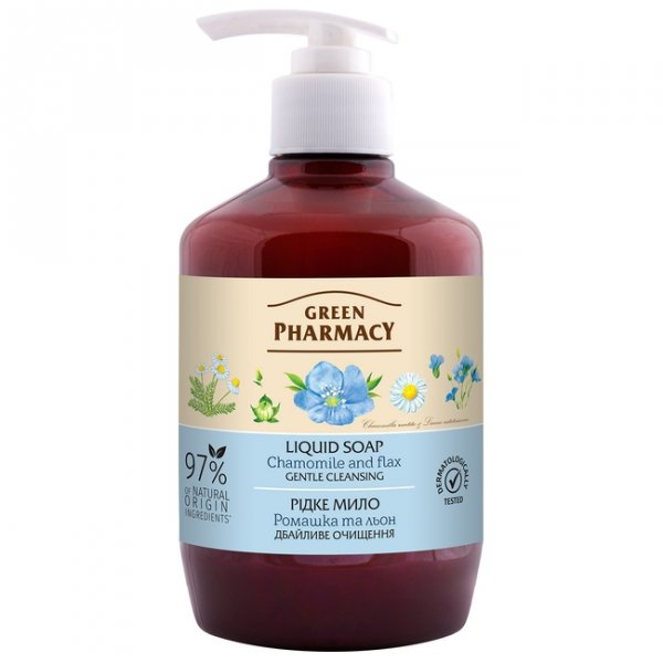 Green Pharmacy Mydło w płynie Rumianek lekarski i Len, 460ml