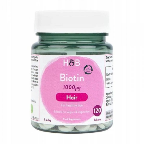 Biotin Biotyna 1000 mcg, Holland &amp; Barrett, 120 tabletek