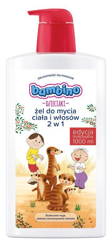 BAMBINO Dzieciaki Żel do mycia ciała i włosów 2w1 edycja limitowana z Bolkiem i Lolkiem - surykatki 1000 ml