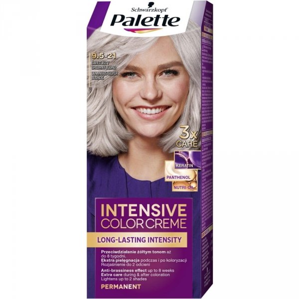 Palette Intensive Color Creme farba do włosów w kremie 9.5-21 Świetlisty Srebrny Blond (P1)