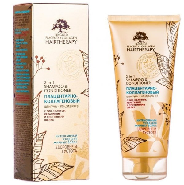 Szampon do Włosów Przetłuszczających się Kolagen i Biozłoto, Biogold, 200ml