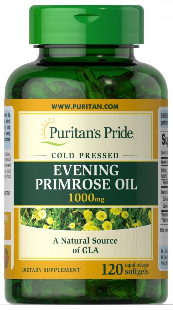Evening Primrose Oil (Olej z wiesiołka) 1000 mg, Puritan's Pride, 120 kapsułek