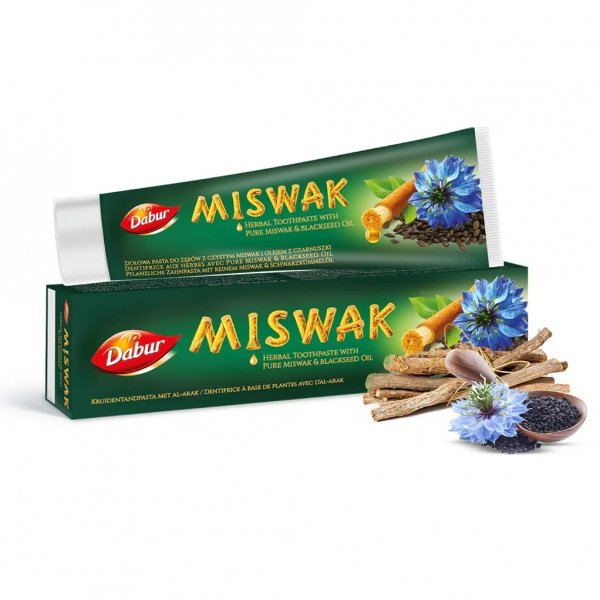 Ziołowa Pasta do Zębów z Czystym Miswak i Olejem z Czarnuszki Dabur, 100g