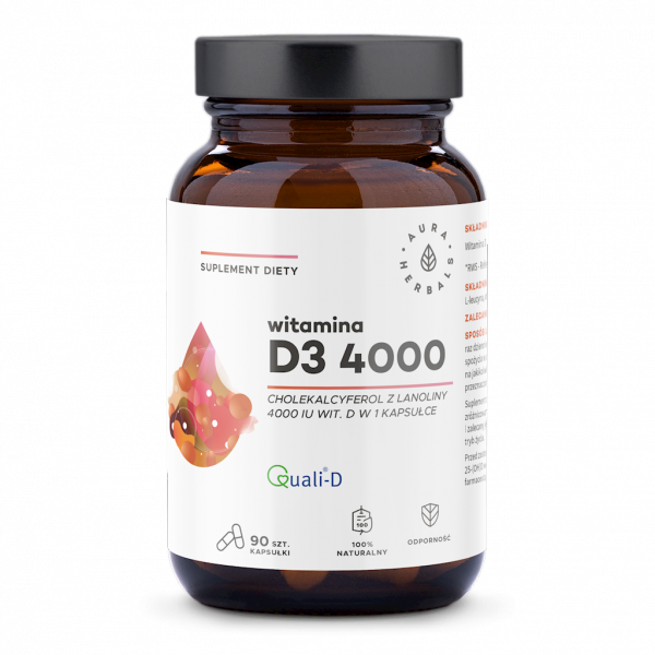 Witamina D3 4000 IU, Aura Herbals, 90 kapsułek