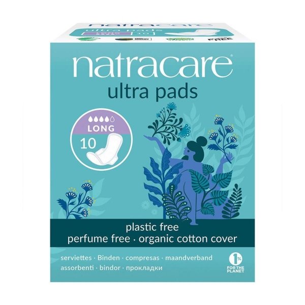 Podpaski ze skrzydełkami ekologiczne ULTRA LONG, Natracare 10 szt.