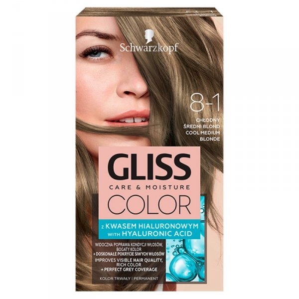 Schwarzkopf Gliss Color Krem koloryzujący nr 8-1 Chłodny Średni Blond 1op.
