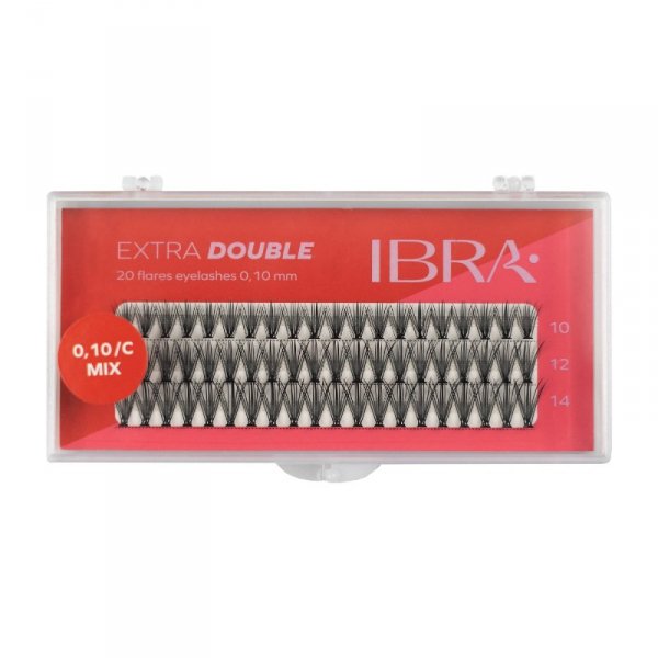 IBRA Kępki rzęs EXTRA DOUBLE skręt C-0.10 - Mix (8,10 i 12mm) 1op.