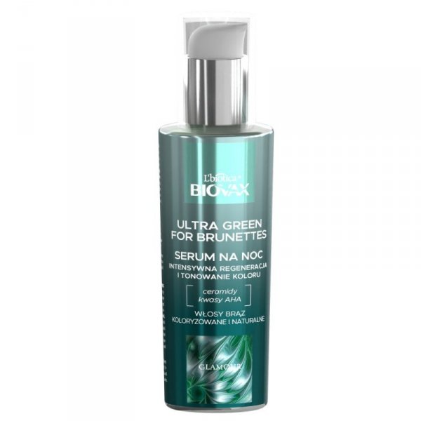 L`BIOTICA Biovax Glamour Serum na noc Ultra Green For Brunettes - do włosów brązowych(naturalnych i farbowanych) 100ml