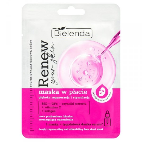 BIELENDA Renew Your Skin Maska w płacie - głęboka regeneracja i stymulacja 17 g