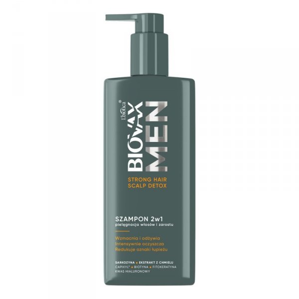 L`BIOTICA Biovax Men Szampon 2w1 do pielęgnacji włosów i zarostu - Detox 200 ml