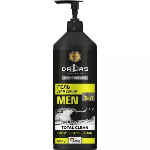 Żel pod prysznic 3W1 do twarzy, ciała i włosów TOTAL CLEAN, Dalas Men, 1000 g