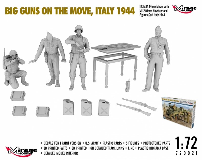 MIRAGE 720021 1:72 BIG GUNS ON THE MOVE, ITALY 1944 [DIORAMA SET]